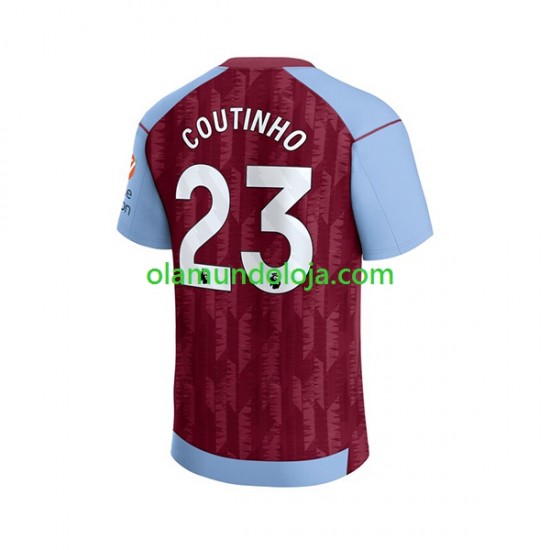 Camisola Aston Villa Philippe Coutinho 23 Homem Equipamento Primeiro 2023-2024 Manga Curta